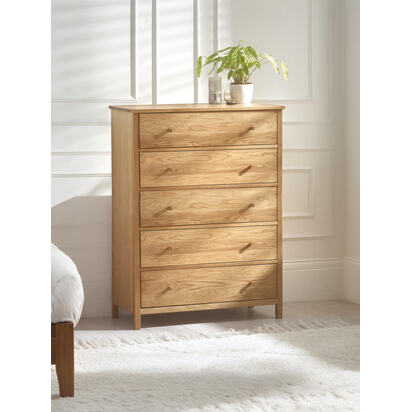 Coxmoor 5 Drawer Wide Chest - Oak