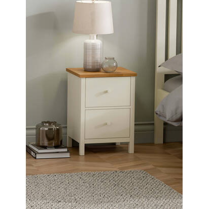 Coxmoor 2 Drawer Bedside - Ivory and Oak