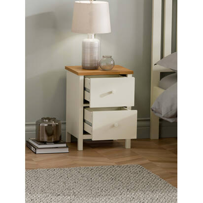Coxmoor 2 Drawer Bedside - Ivory and Oak