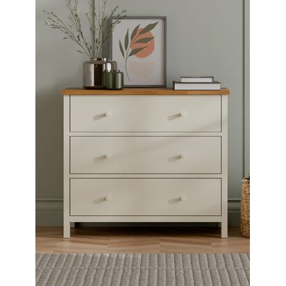 Coxmoor 3 Drawer Chest - Ivory and Oak
