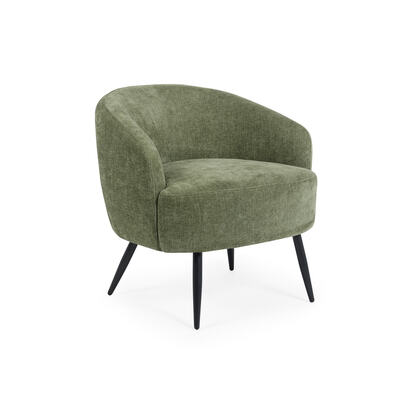 Dahlia Olive Green Linen Upholstered Accent Chair with Black Metal Legs