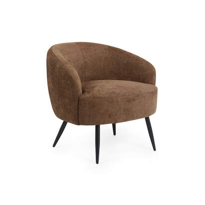 Dahlia Rust Brown Linen Upholstered Accent Chair with Black Metal Legs