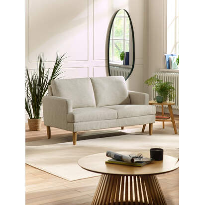 Daisy Beige Pearl Barley Upholstered Compact 2 Seater Sofa