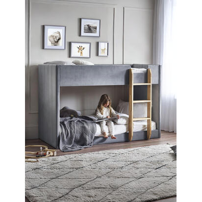 Daytona 90cm Single Grey Velvet Bunk Bed