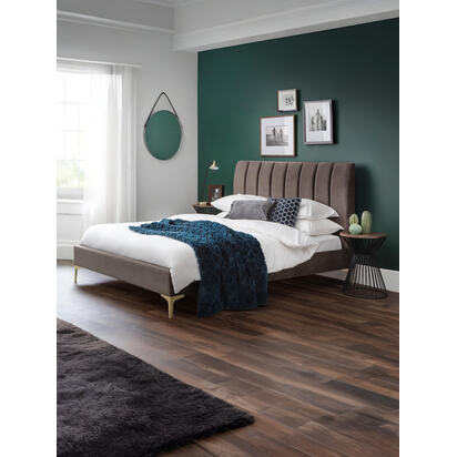 Deco 150cm King Grey/Brown Tone Velvet Double Bed