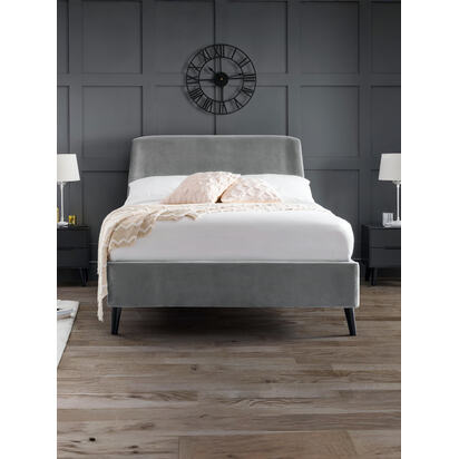 Frida 150cm King Grey Velvet Bed