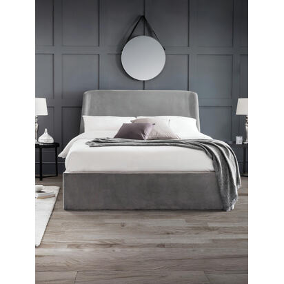 Frida 150cm King Grey Velvet Lift-up Ottoman Storage Bed