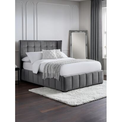 Gatsby 150cm King Grey Velvet Bed
