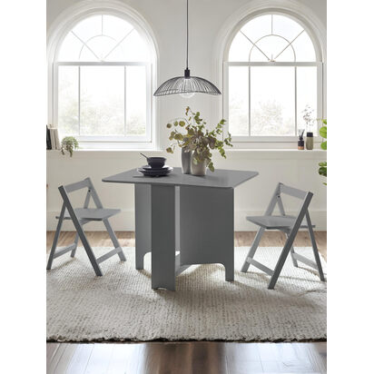 Gatan Small Gateleg Table With 2 Chairs - Grey