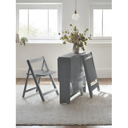Gatan Small Gateleg Table With 2 Chairs - Grey