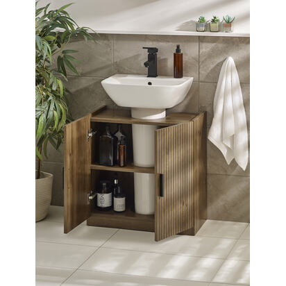 Hampshire Walnut Effect Under Sink Bathroom Storage Unit