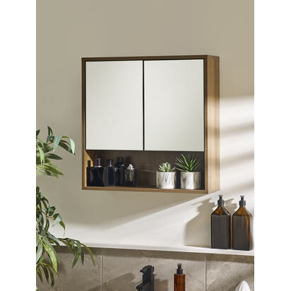 Hampshire Walnut Effect Mirrored Bathroom Wall Cabinet