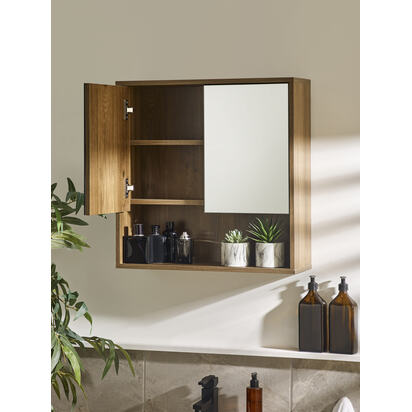 Hampshire Walnut Effect Mirrored Bathroom Wall Cabinet