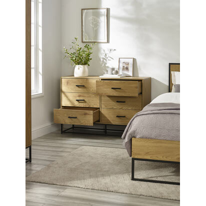 Harlow Light Oak Effect 6 Drawer Chest