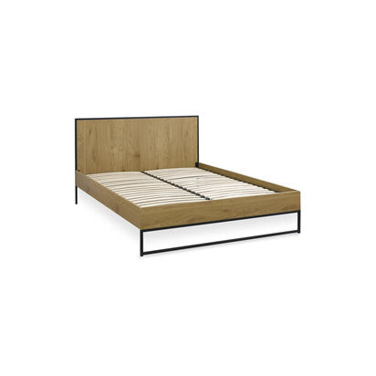 Harlow Oak/Black 135cm Double Bed Frame