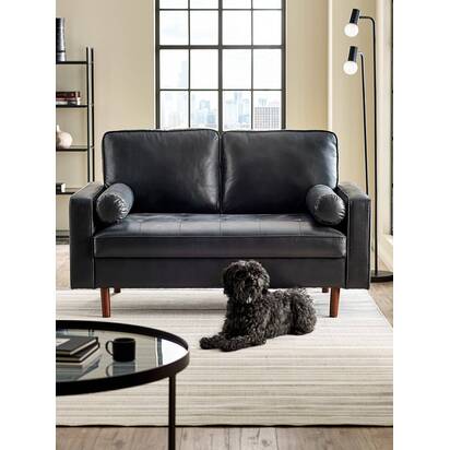 Henley Black Faux Leather 2 Seater Sofa