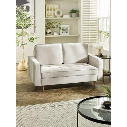 Henrietta Beige Upholstered 2 Seater Sofa
