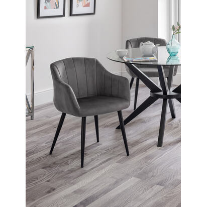 Set Of 2 Hobart Scalloped Dining Chairs - Grey