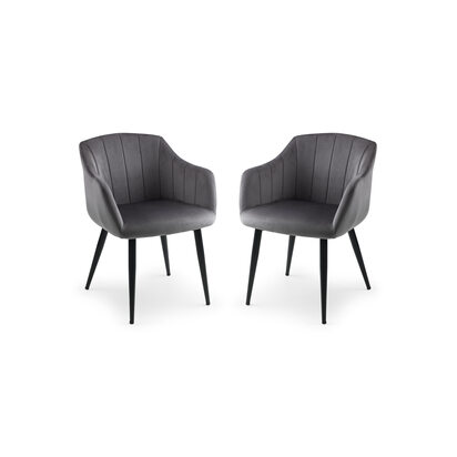 Set Of 2 Hobart Scalloped Dining Chairs - Grey