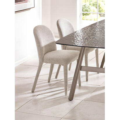 Set of 2 Holly Beige Chenille Upholstered Dining Chairs