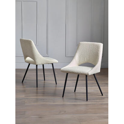 Set Of 2 Iris Boucle Dining Chairs - Ivory