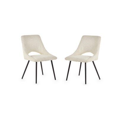 Set Of 2 Iris Boucle Dining Chairs - Ivory