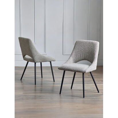 Set Of 2 Iris Boucle Dining Chairs - Grey