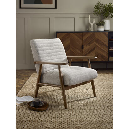 Ivy Sand Chenille Tweed Upholstered Armchair