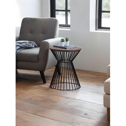 Jersey Round Wire Lamp Table - Walnut