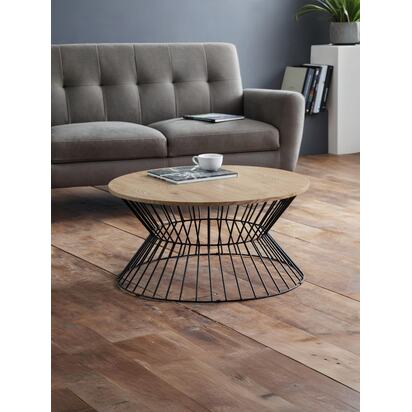 Jersey Round Wire Coffee Table - Euro Oak