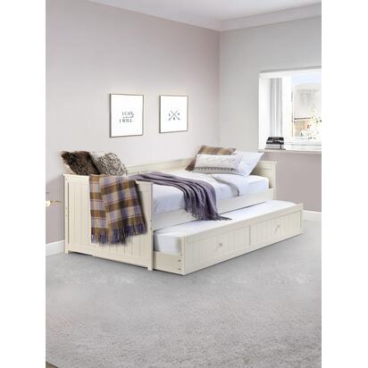Jessica 90cm Single Ivory Daybed with pull-out Trundle