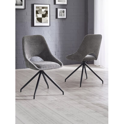 Jonah Set of 2 Grey Chenille Upholstered Dining Chairs