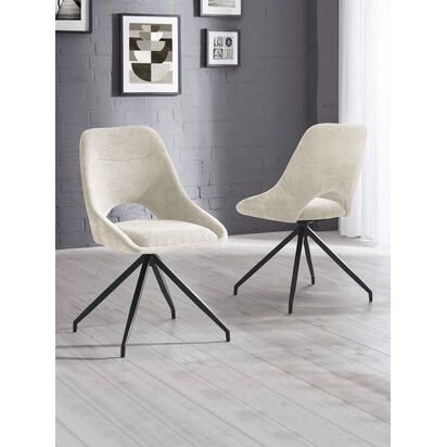 Jonah Set of 2 Cream Chenille Upholstered Dining Chairs