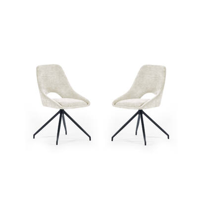 Jonah Set of 2 Cream Chenille Upholstered Dining Chairs