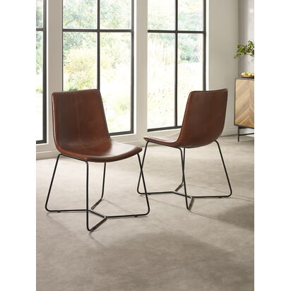 Joren Set of 2 Tan Brown PU Leather Dining Chairs