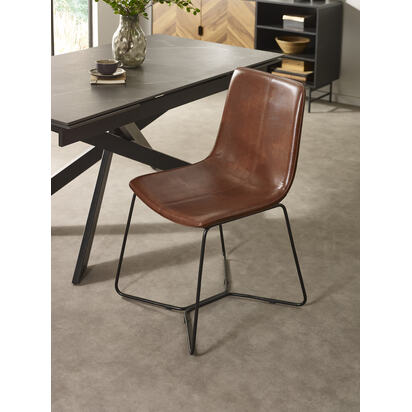 Joren Set of 2 Tan Brown PU Leather Dining Chairs