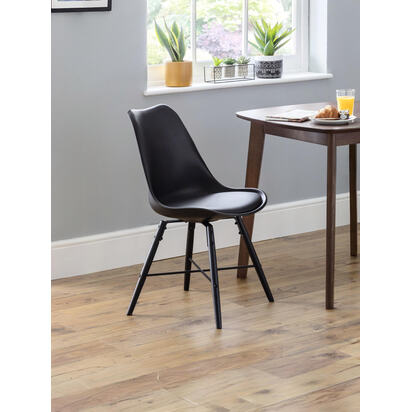 Set Of 2 Kari Dining Chairs - Black Seat & Black Legs