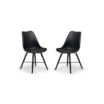 Set Of 2 Kari Dining Chairs - Black Seat & Black Legs