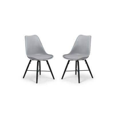 Set Of 2 Kari Dining Chairs - Grey Seat & Black Legs