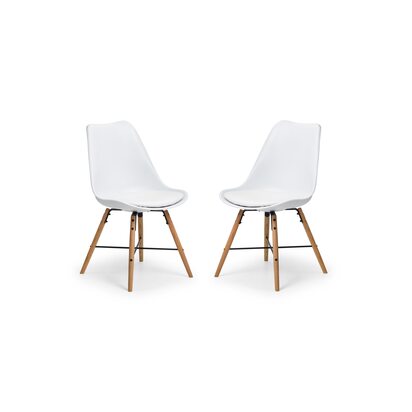 Set Of 2 Kari Dining Chairs - White Seat & Oak Legs