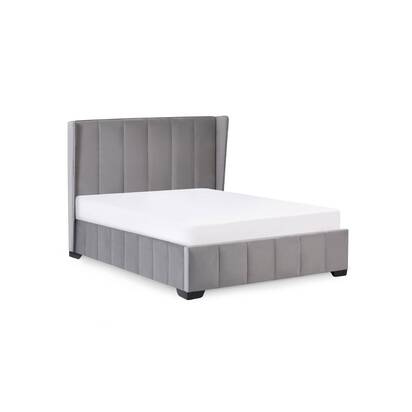 Katie Grey Velvet Upholstered 135cm Double Bed