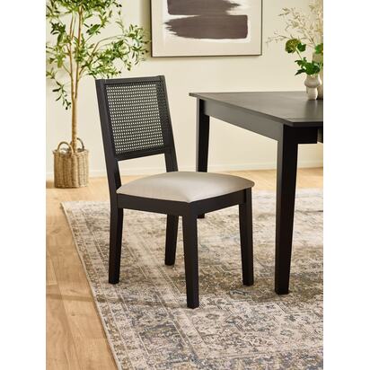 Knoxley Set of 2 Black Oak Rattan Back Dining Chairs