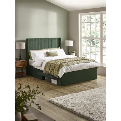 Leila Bottle Green Dual Storage Door 150cm Kingsize Bed