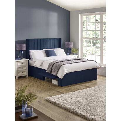 Leila Royal Blue Dual Storage Door 135cm Double Bed