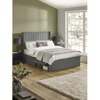 Leila Steel Grey Dual Storage Door 150cm Kingsize Bed