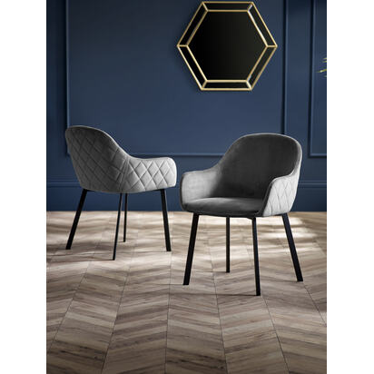 Set Of 2 Lima Dining Chairs - Grey Velvet