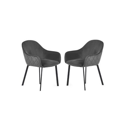 Set Of 2 Lima Dining Chairs - Grey Velvet