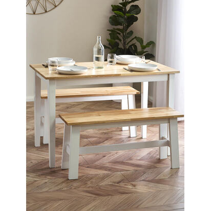 Linwood White and Natural 114cm Small Rectangular Dining Table