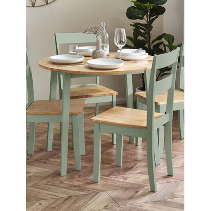 Linwood Sage Green and Natural 55-90cm Round Drop Leaf Table
