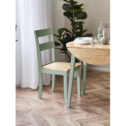 Linwood Set of 2 Sage Green and Natural Dining Chairs